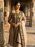 Elegant Straight Kanchi Cotton Standard Brown Kurti With Dupatta