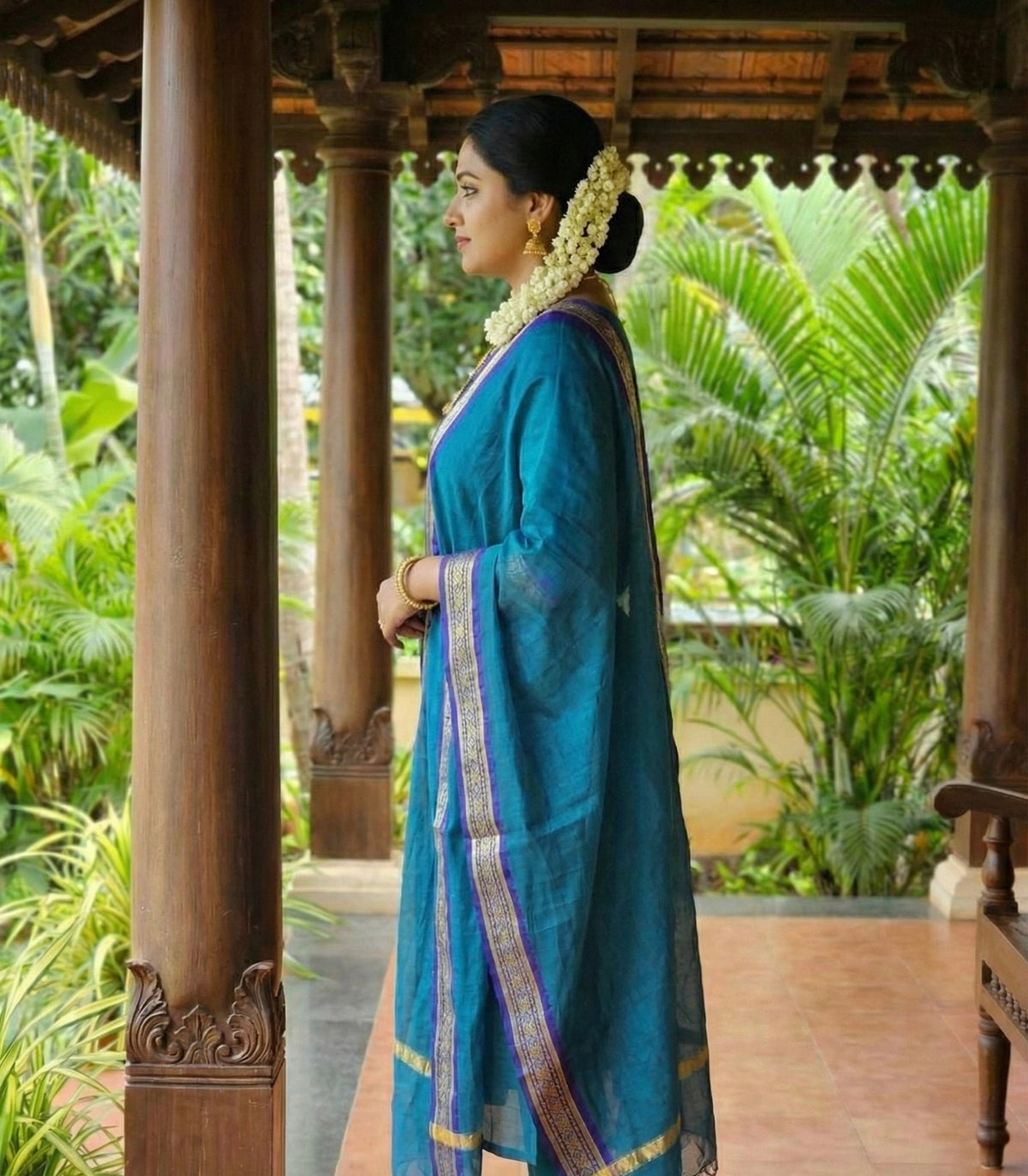 Elegant Straight Kanchi Cotton Sky Blue Kurti With Dupatta