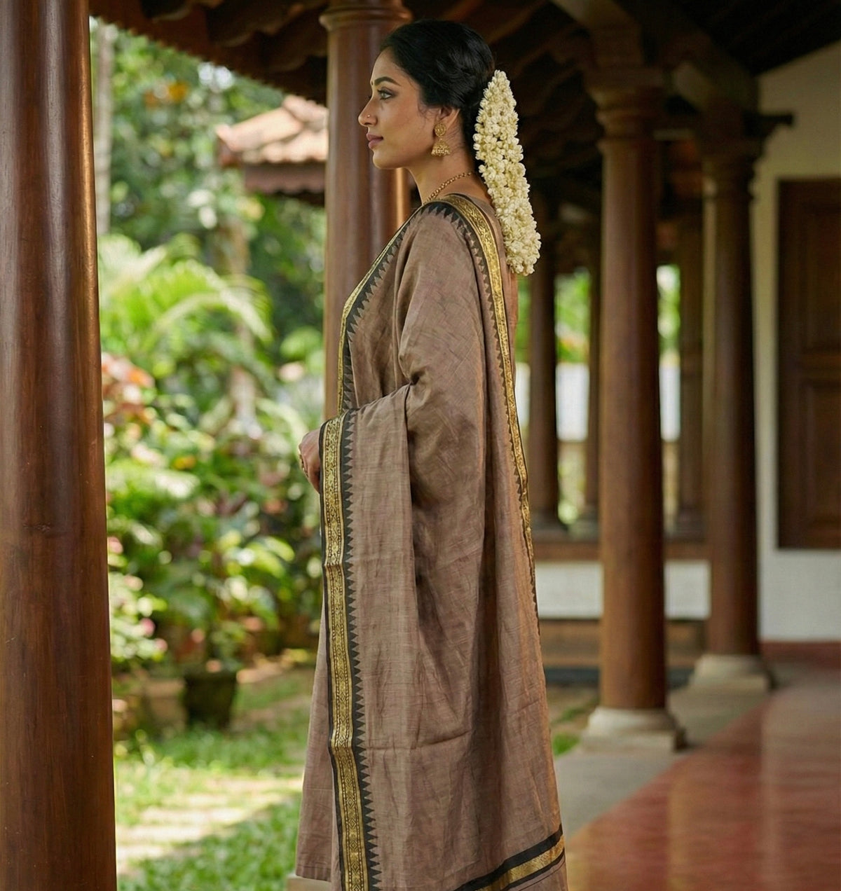 Elegant Straight Kanchi Cotton Standard Brown Kurti With Dupatta
