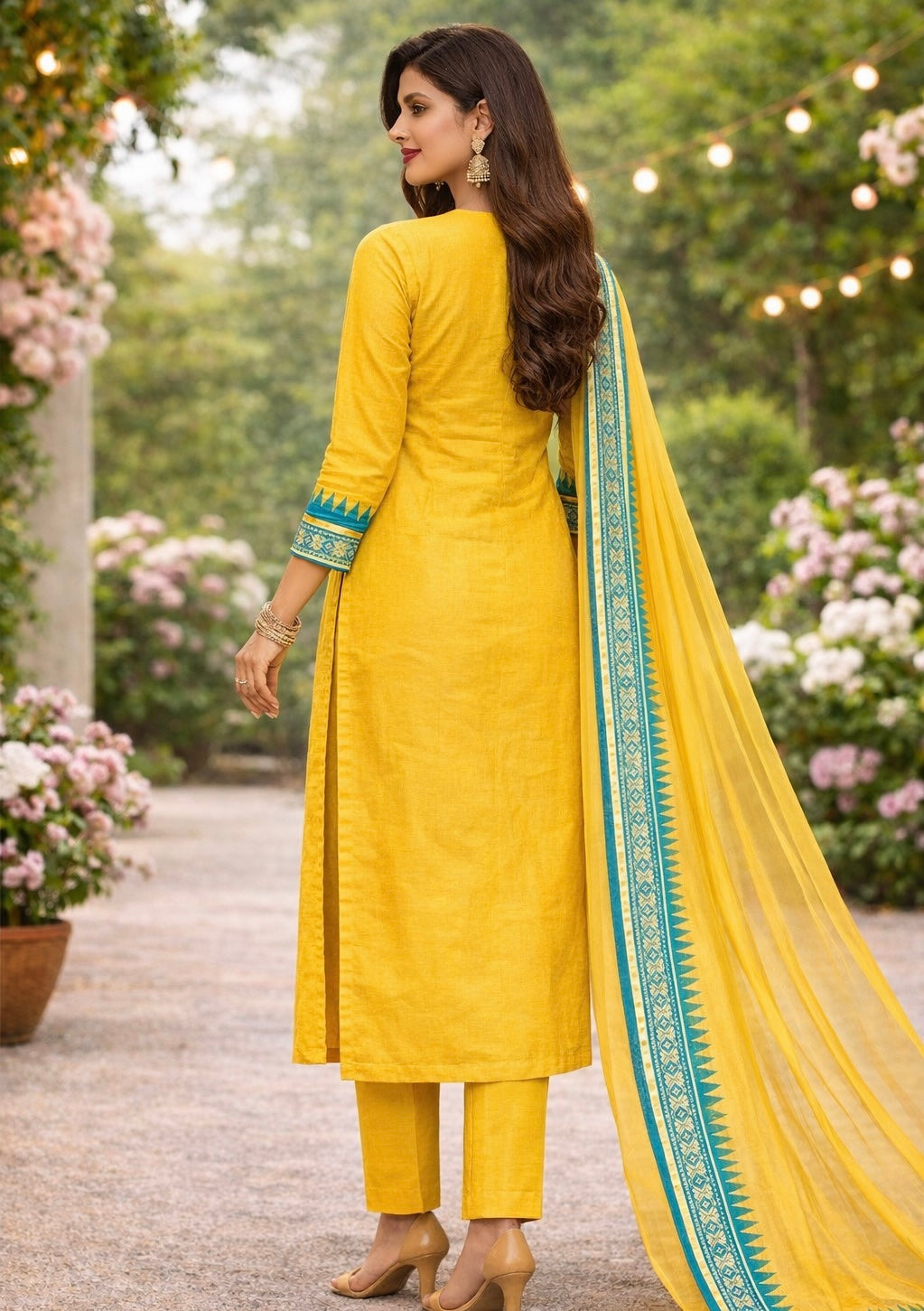 Elegant Straight Kanchi Cotton Yellow Kurti With Dupatta