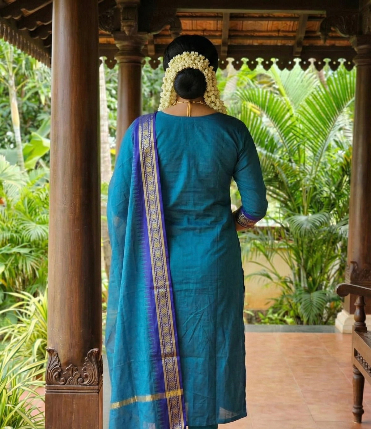 Elegant Straight Kanchi Cotton Sky Blue Kurti With Dupatta