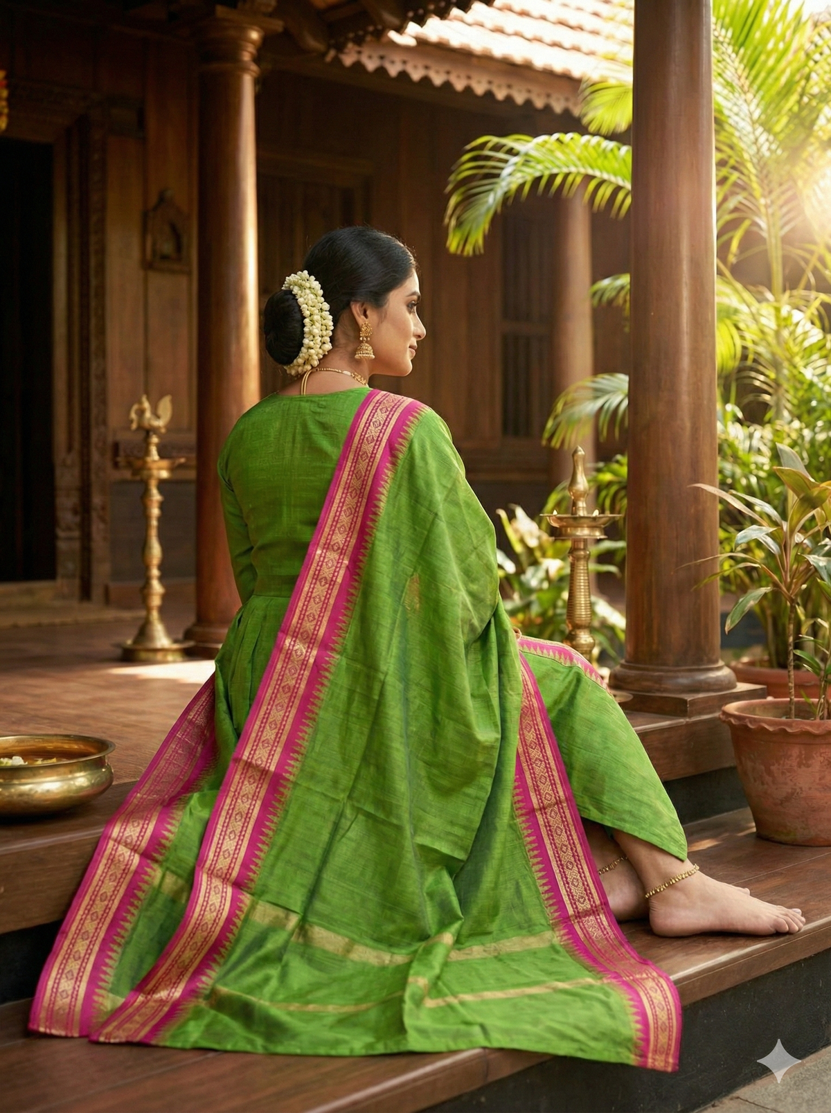 Elegant Straight Kanchi Cotton Green Kurti With Dupatta