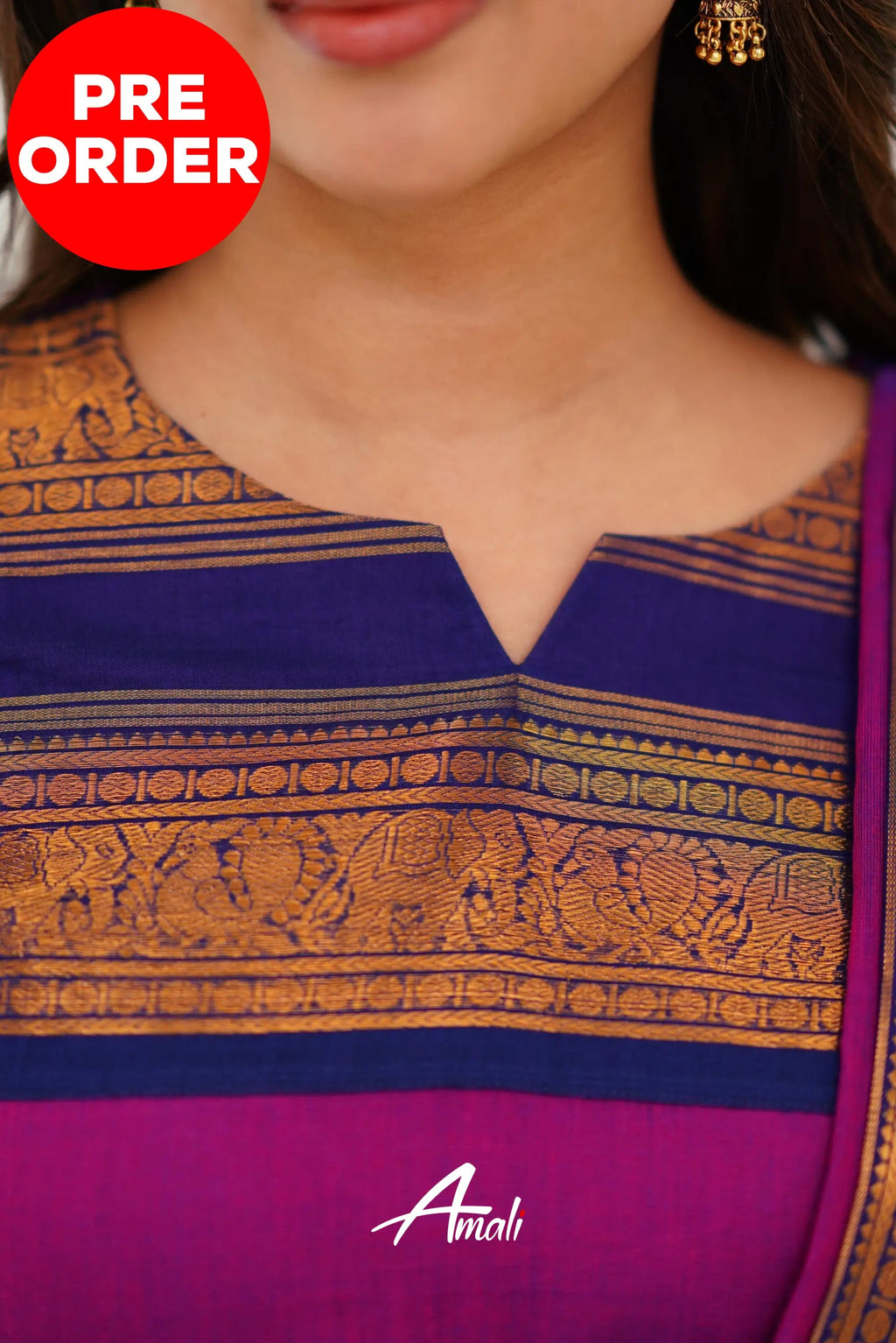 Meera Elegant Kanchi Cotton V-Neck Pink Kurti With Dupatta