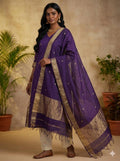 Nayantara Elegant Straight Kanchi Cotton Violet Kurti With Dupatta