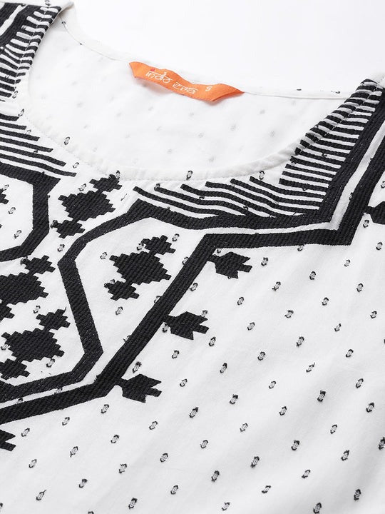 White Embroidered A-line Dresses