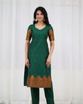Premium Blended Silk Green Kurti Set