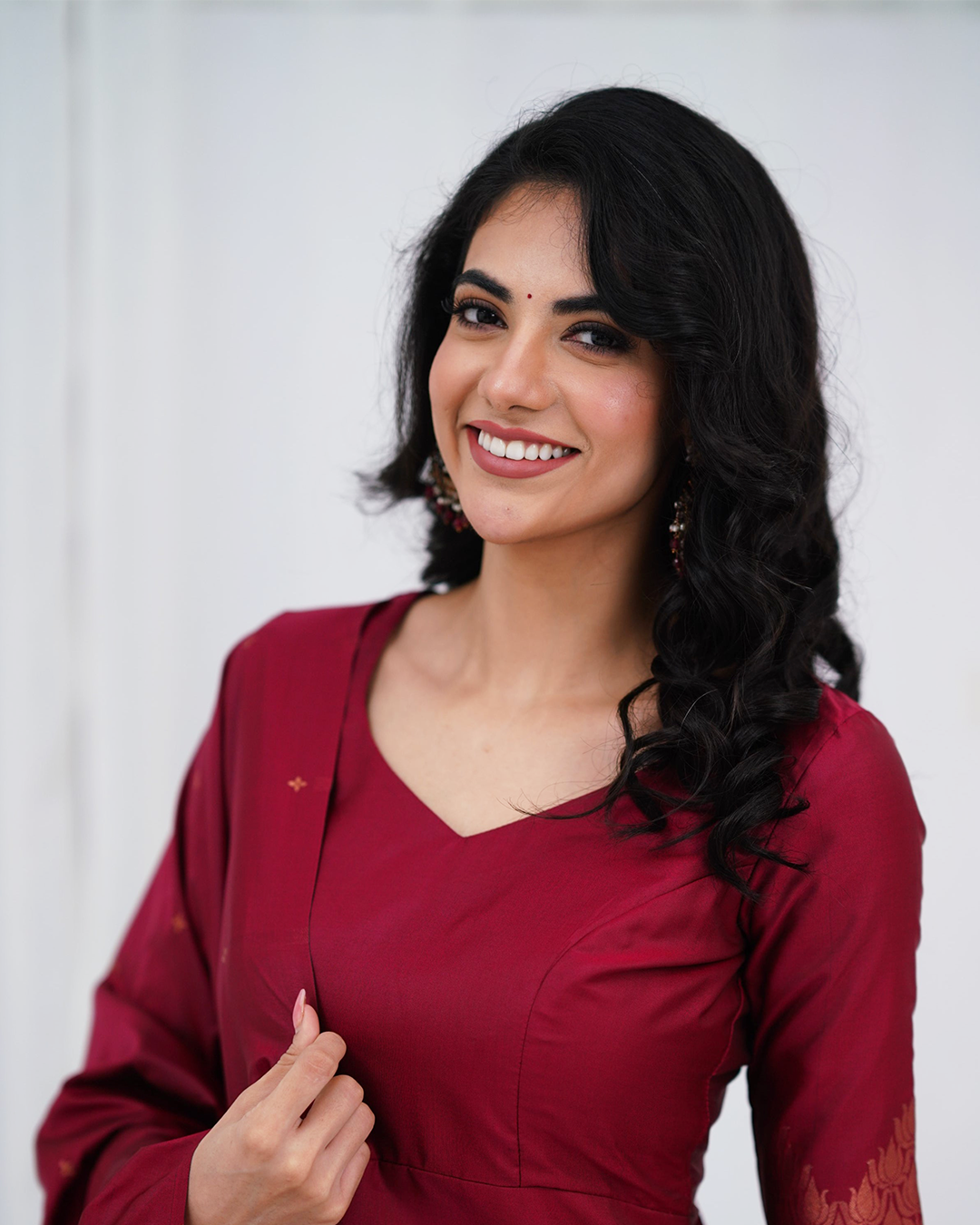 Premium Blended Silk Maroon Kurti Set