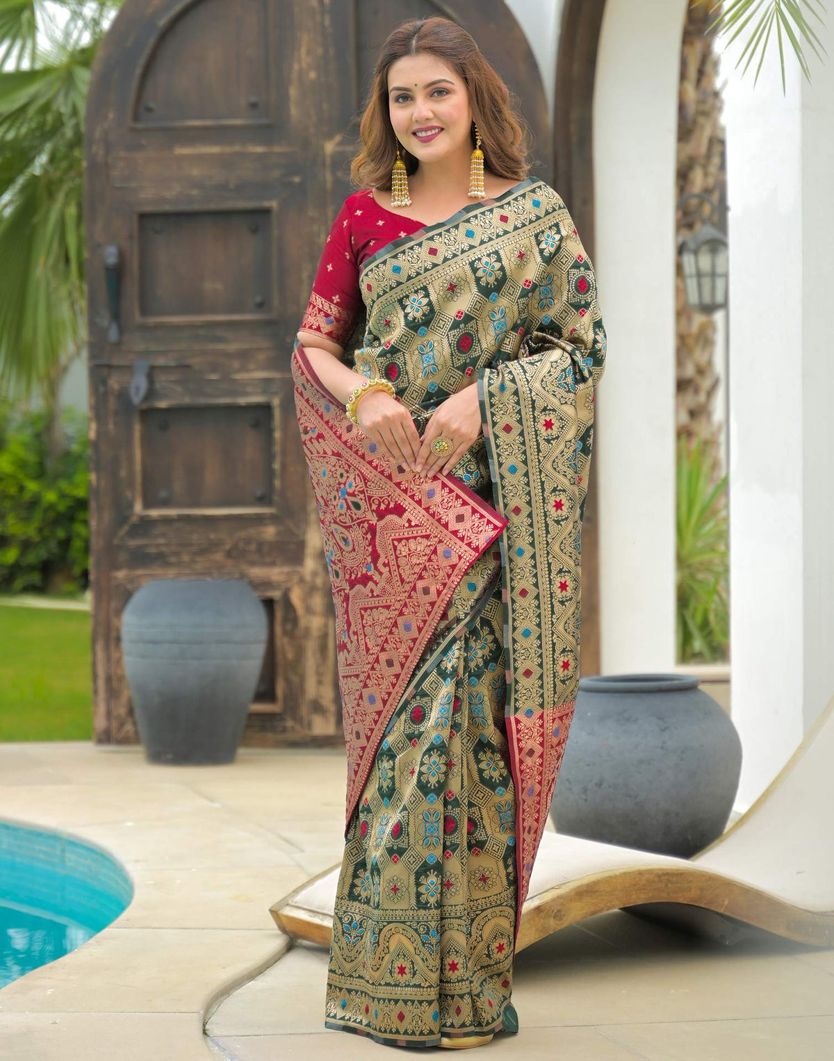 Green Charmi Banarasi Silk Woven Saree