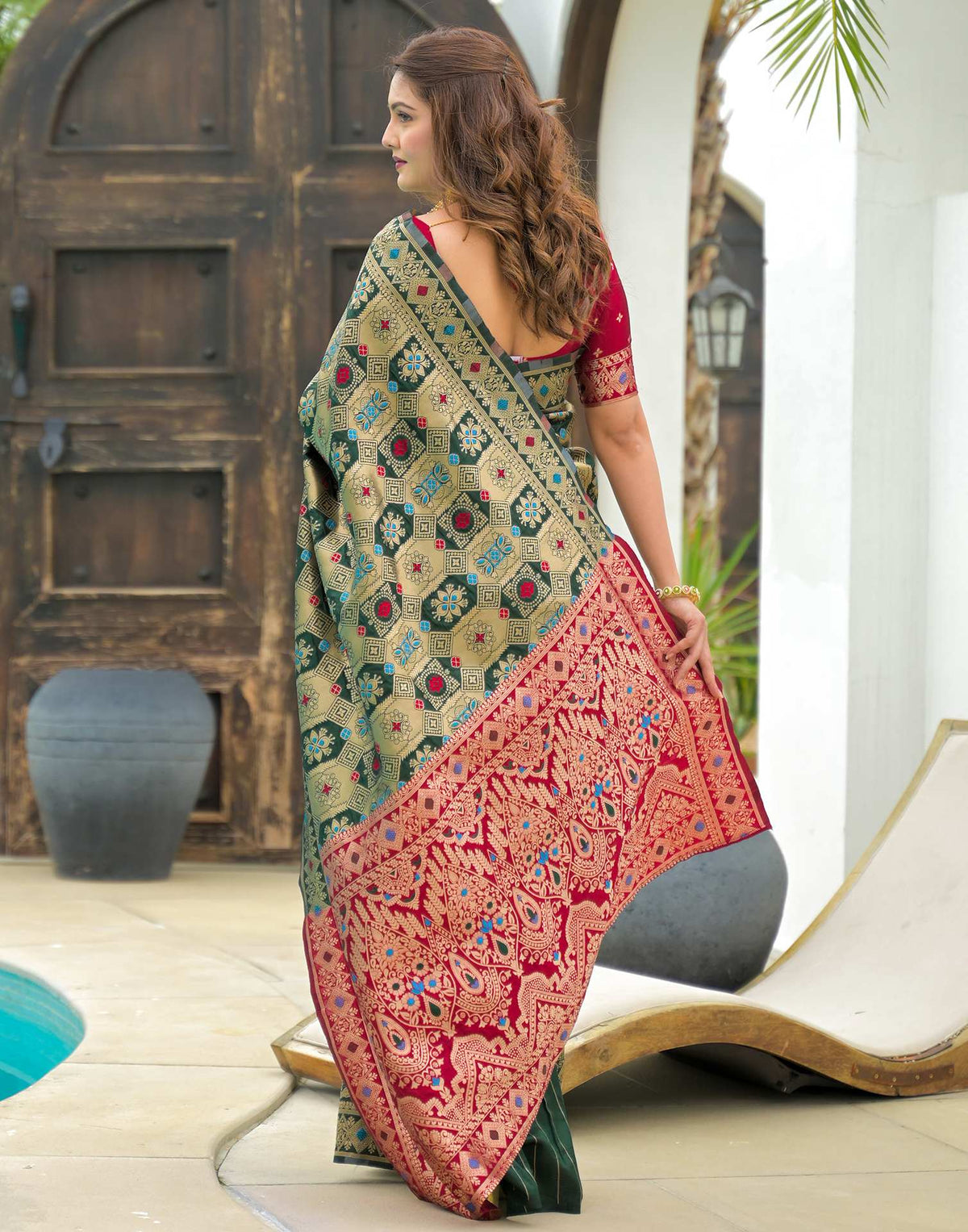 Green Charmi Banarasi Silk Woven Saree