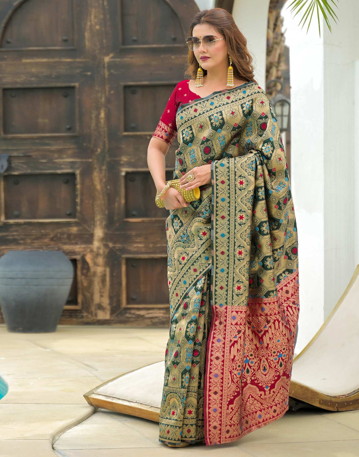 Green Charmi Banarasi Silk Woven Saree