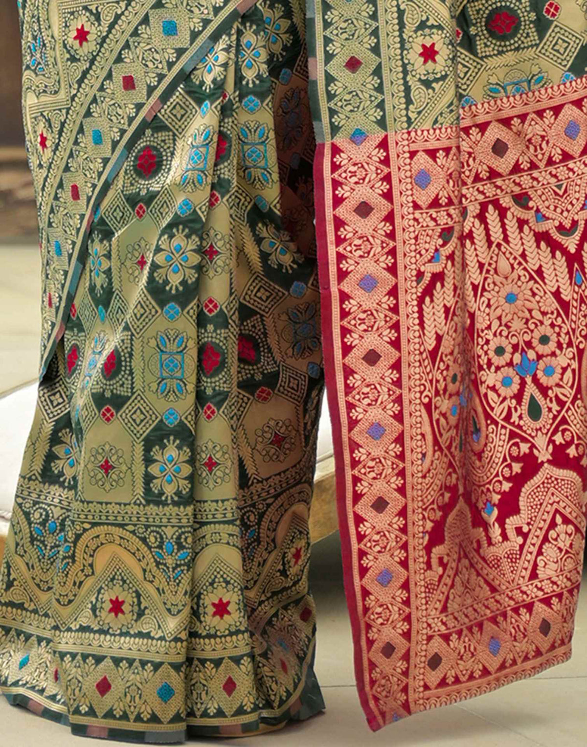 Green Charmi Banarasi Silk Woven Saree