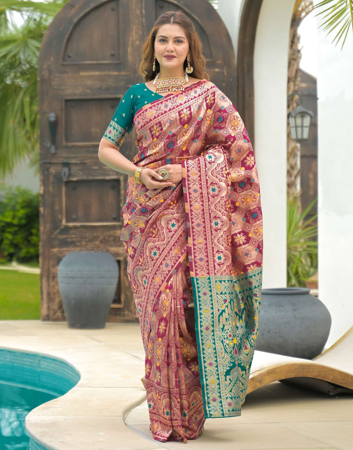 Pink Charmi Banarasi Silk Woven Saree