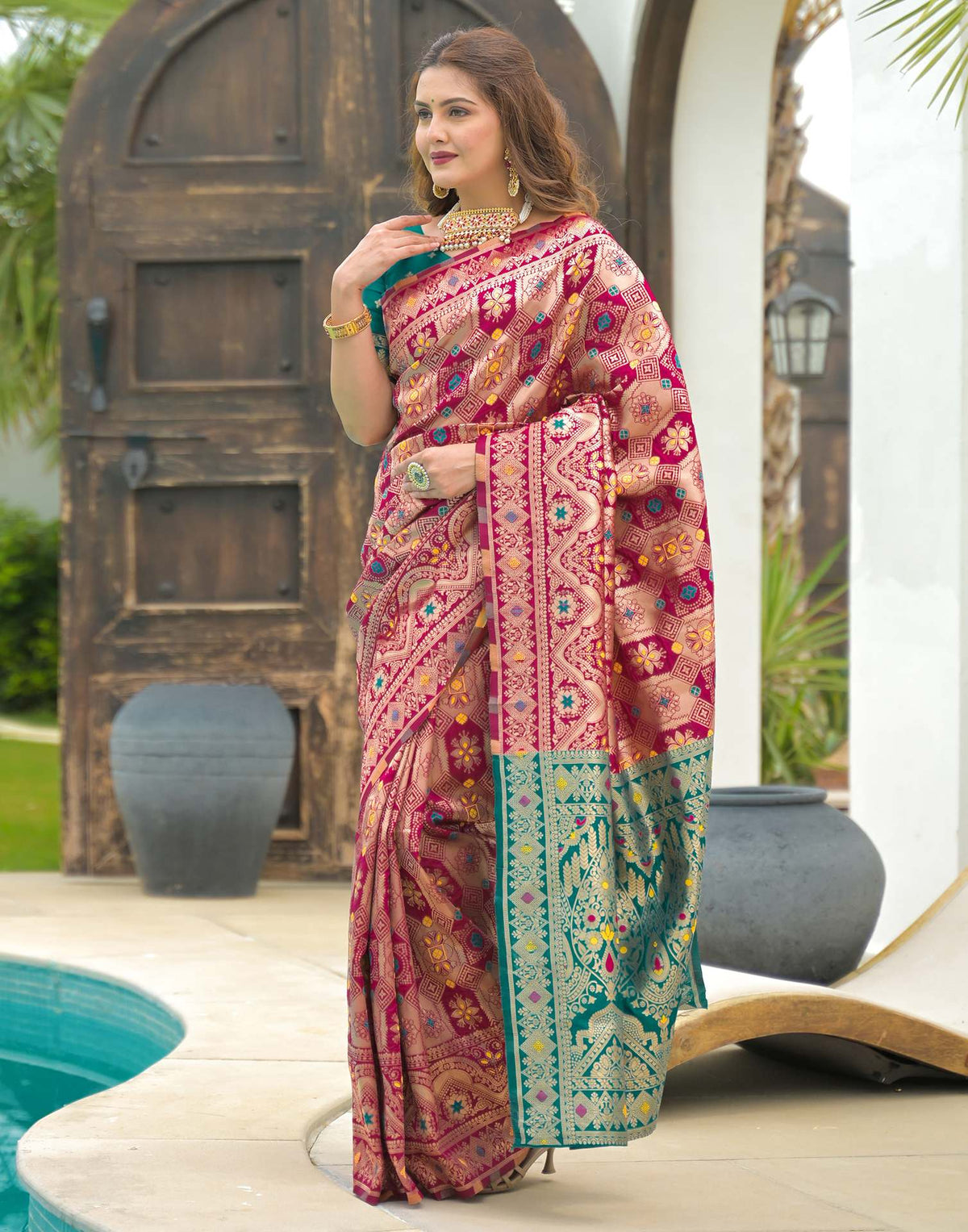 Pink Charmi Banarasi Silk Woven Saree