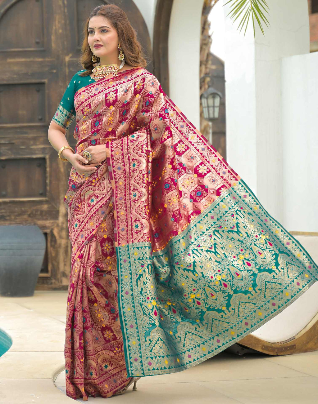 Pink Charmi Banarasi Silk Woven Saree