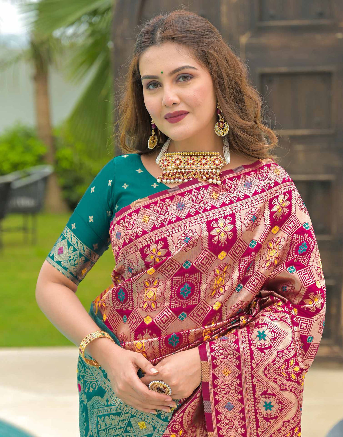Pink Charmi Banarasi Silk Woven Saree