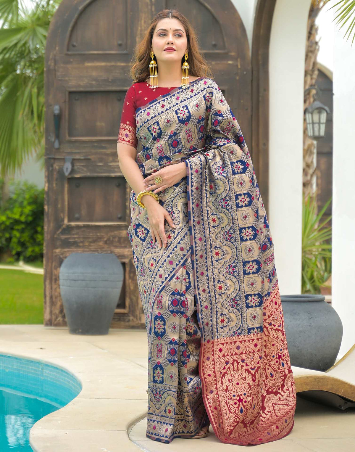 Blue Charmi Banarasi Silk Woven Saree