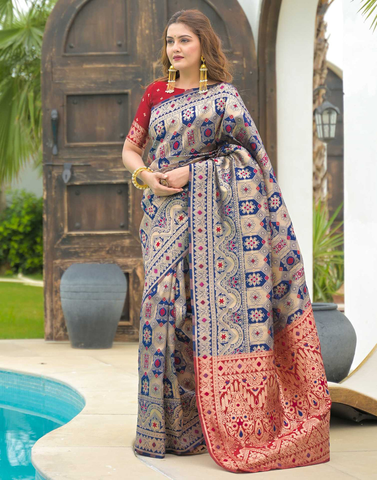 Blue Charmi Banarasi Silk Woven Saree