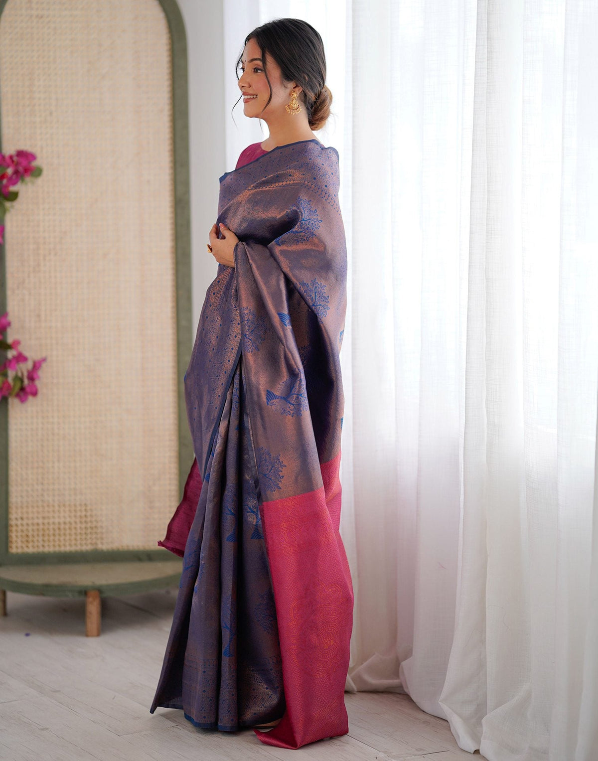 Blue Charmi Silk Woven Saree