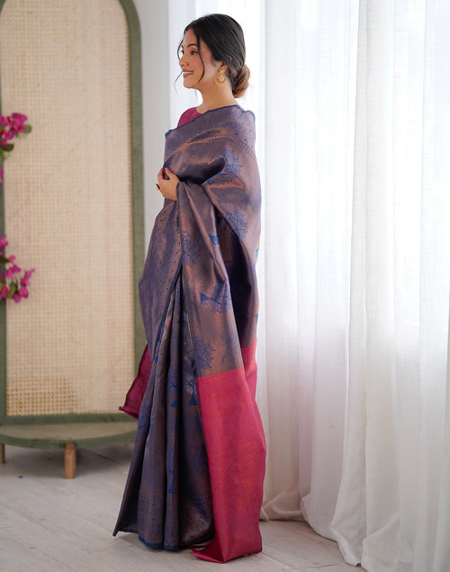Blue Charmi Silk Woven Saree