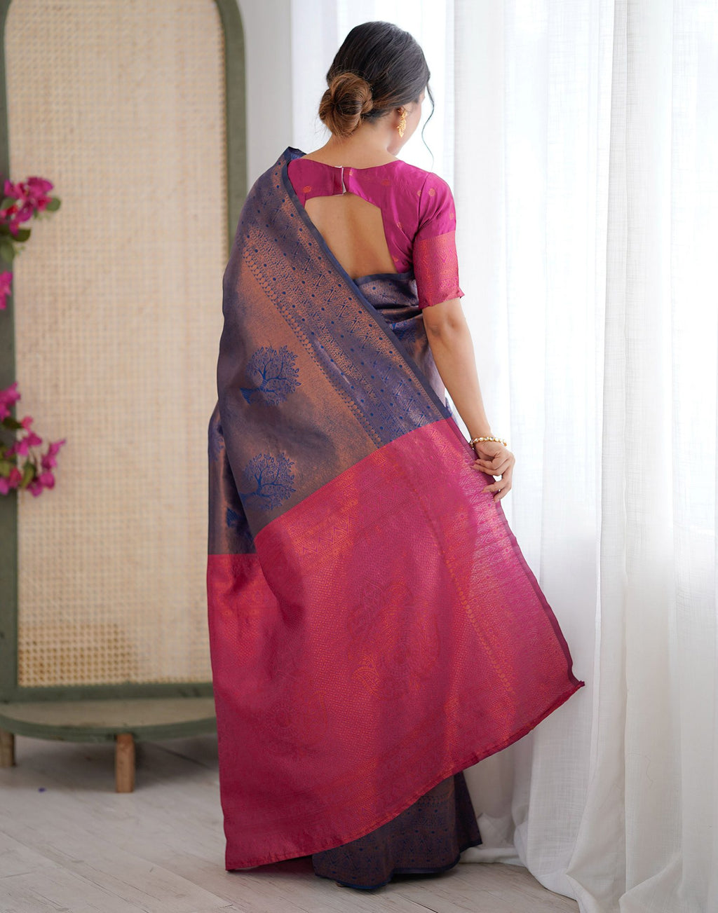 Blue Charmi Silk Woven Saree