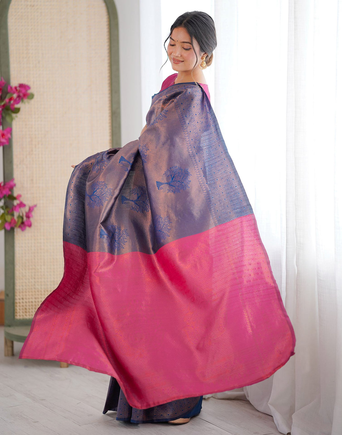 Blue Charmi Silk Woven Saree