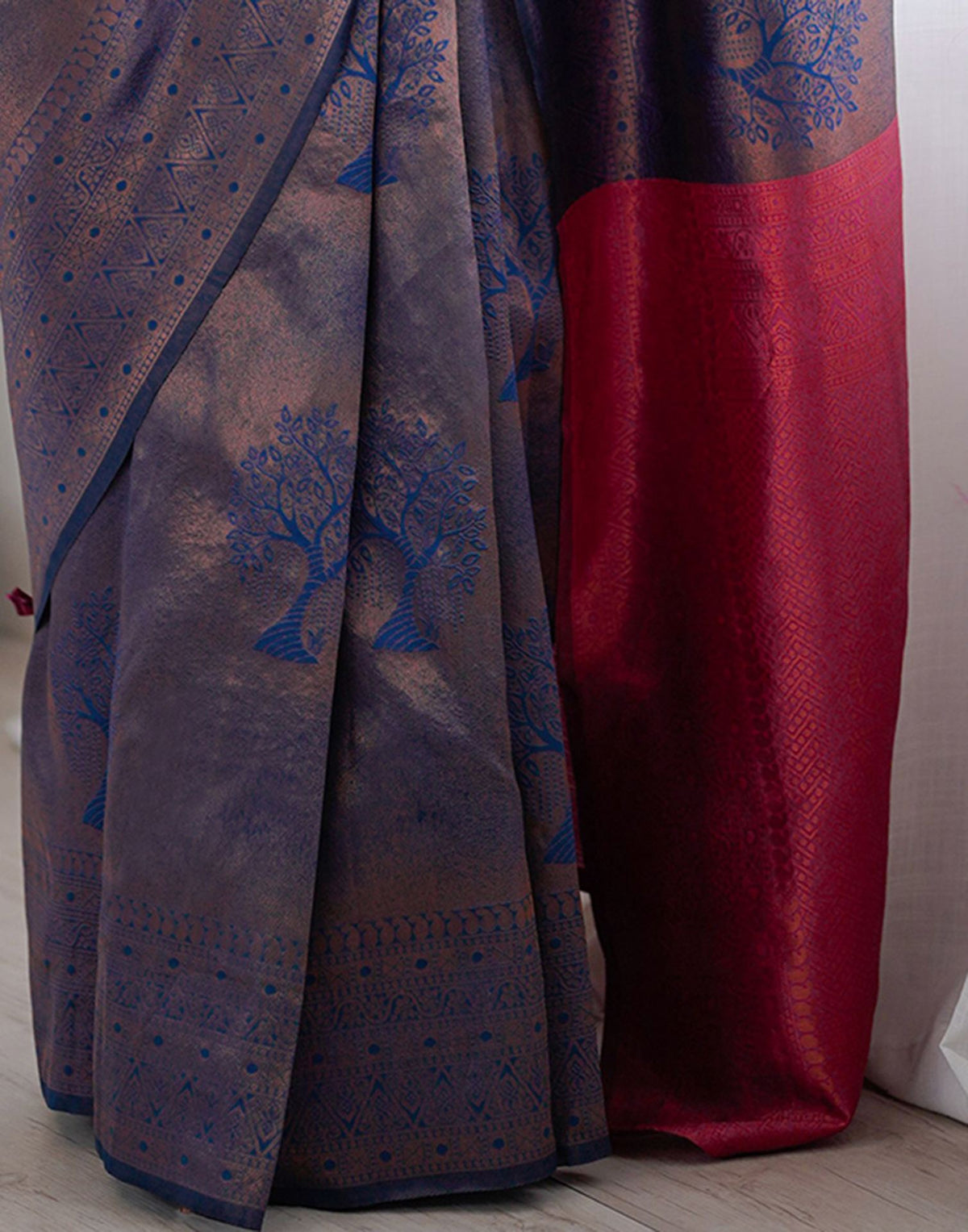 Blue Charmi Silk Woven Saree