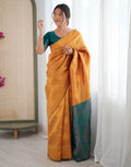 Yellow Elegant Silk Woven Saree