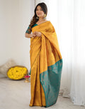 Yellow Regal Silk Woven Saree