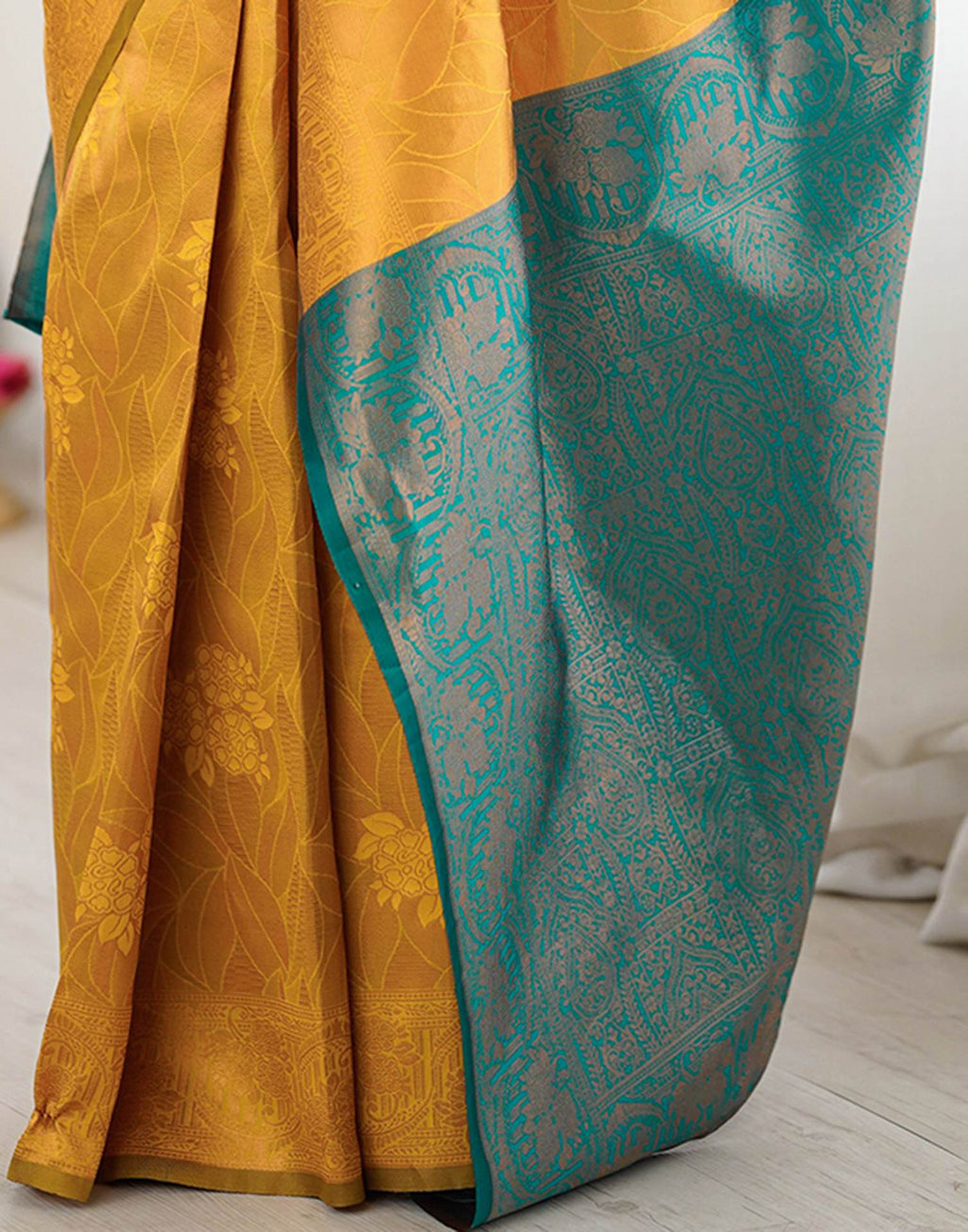 Yellow Regal Silk Woven Saree