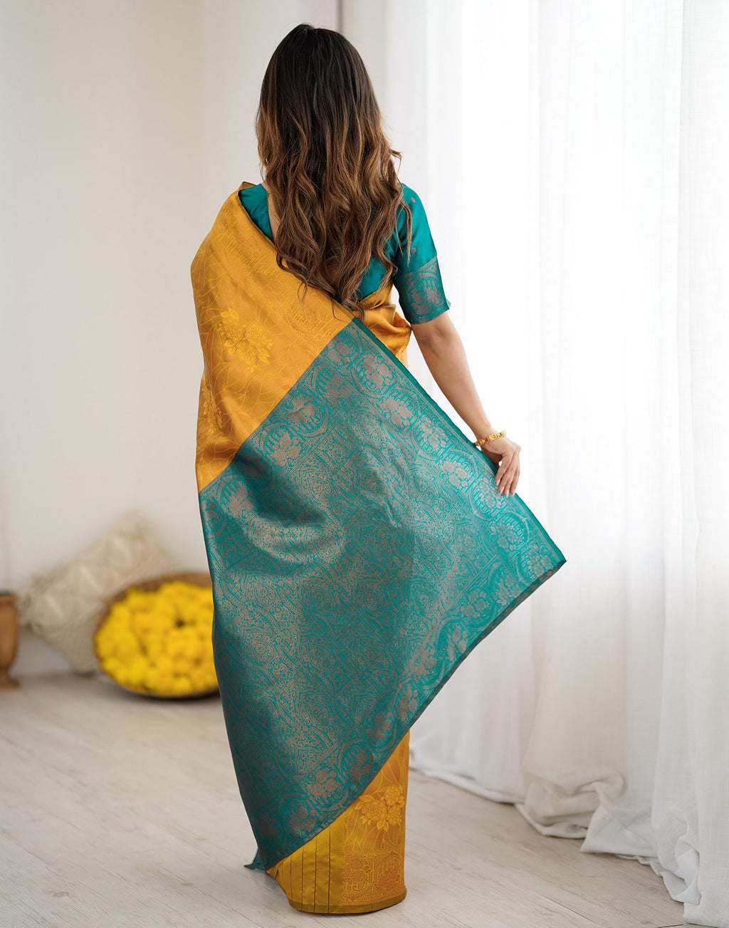 Yellow Regal Silk Woven Saree