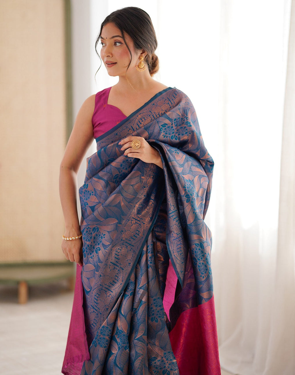 Blue Regal Silk Woven Saree