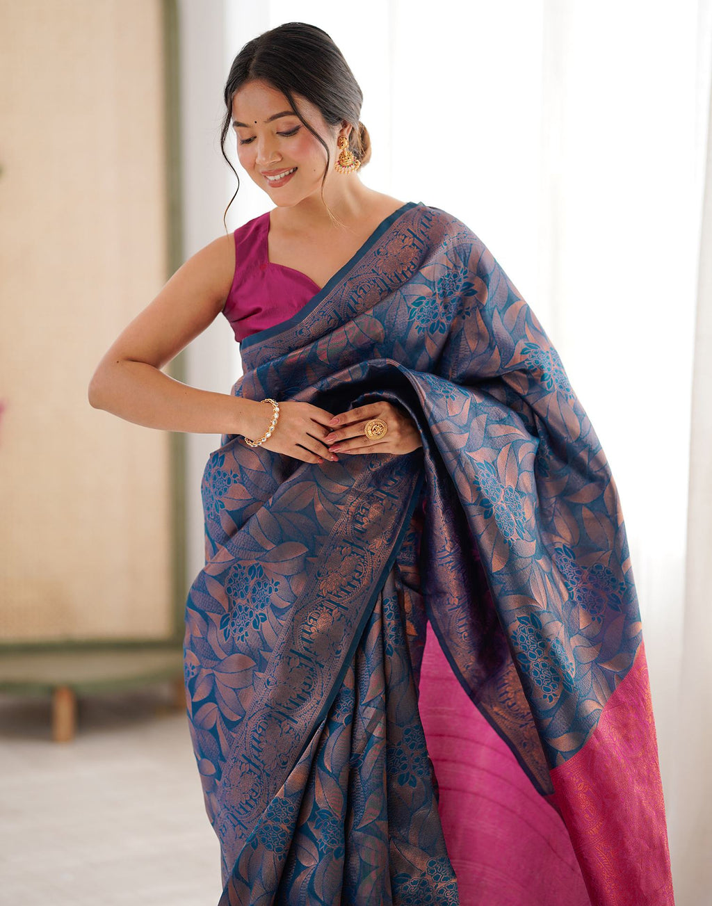 Blue Regal Silk Woven Saree