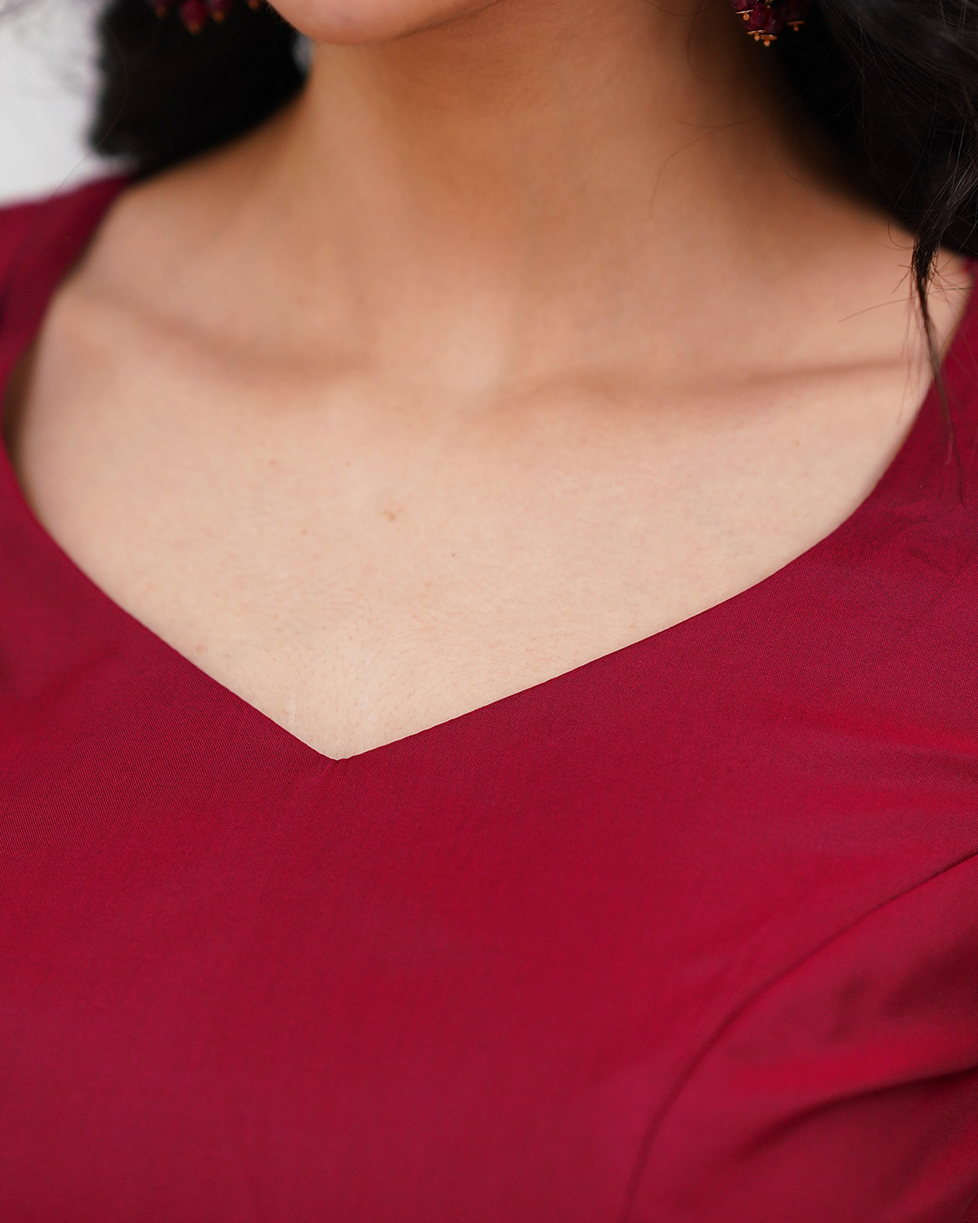 Premium Blended Silk Maroon Kurti Set