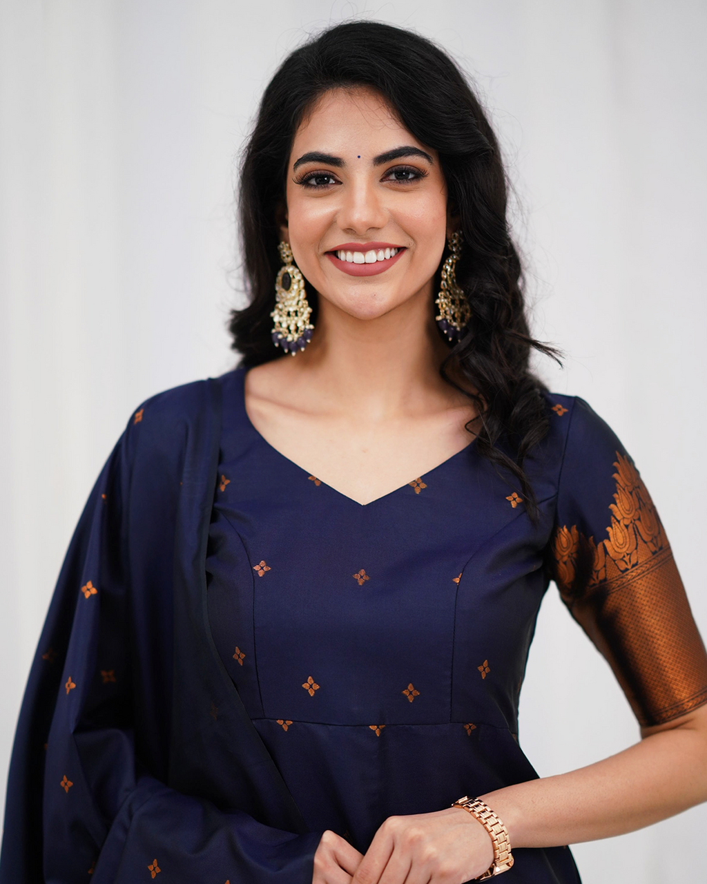 Premium Blended Silk Blue Kutri Set