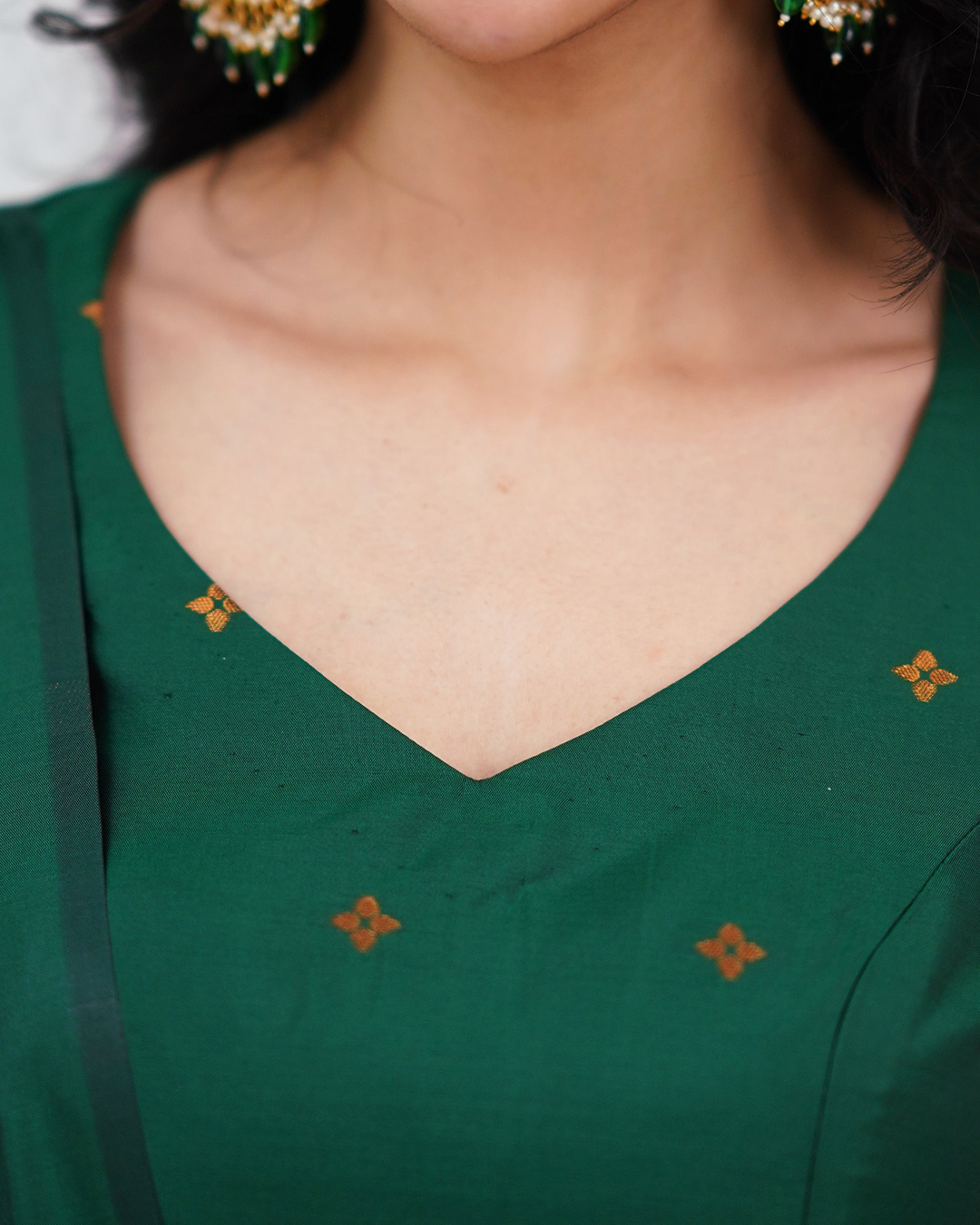 Premium Blended Silk Green Kurti Set