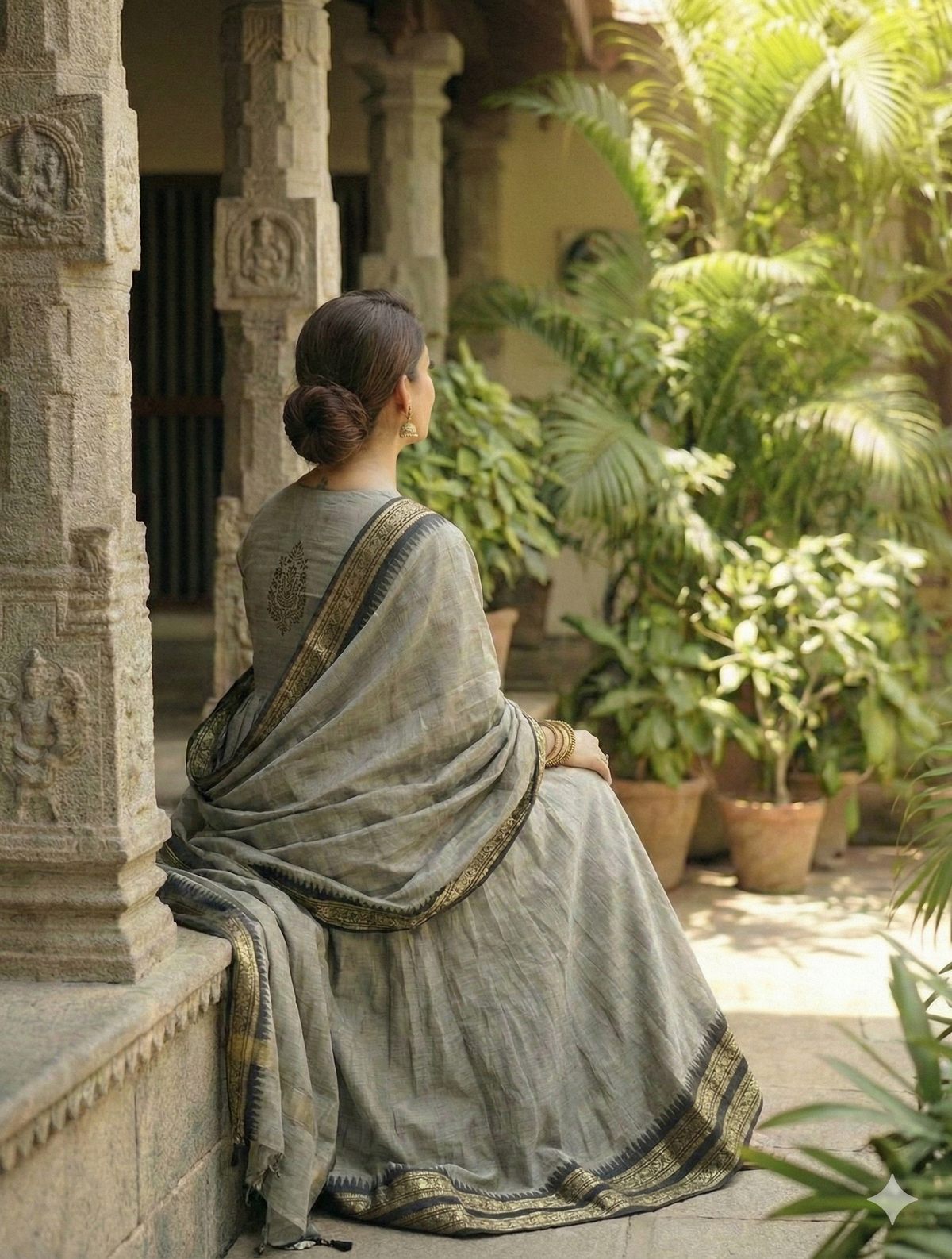 Kanchi Cotton Jacquard Embroidered Gown With Dupatta