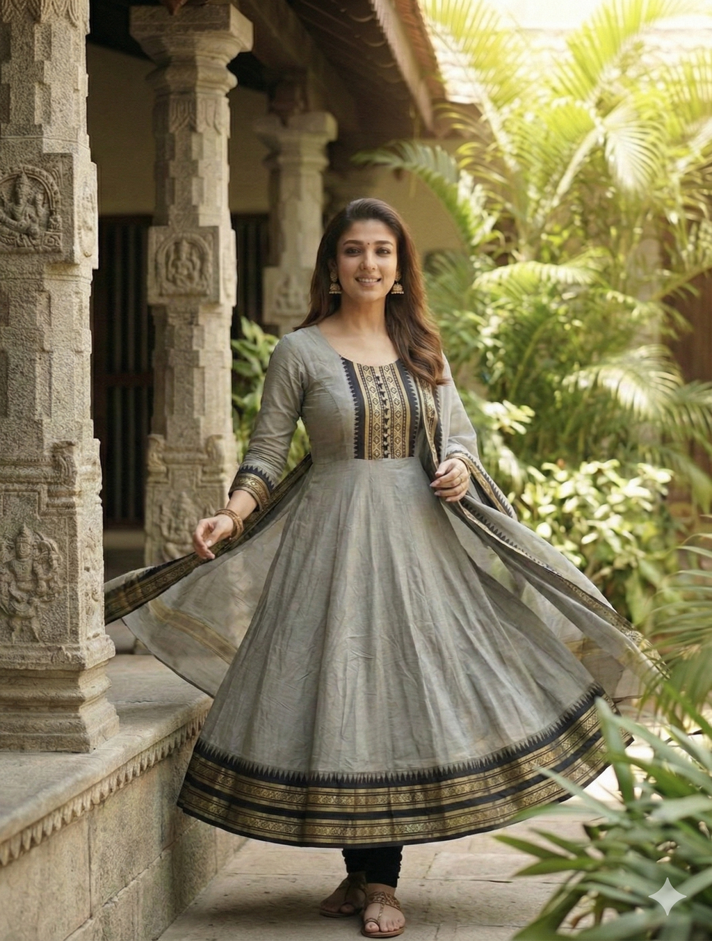 Kanchi Cotton Jacquard Embroidered Gown With Dupatta