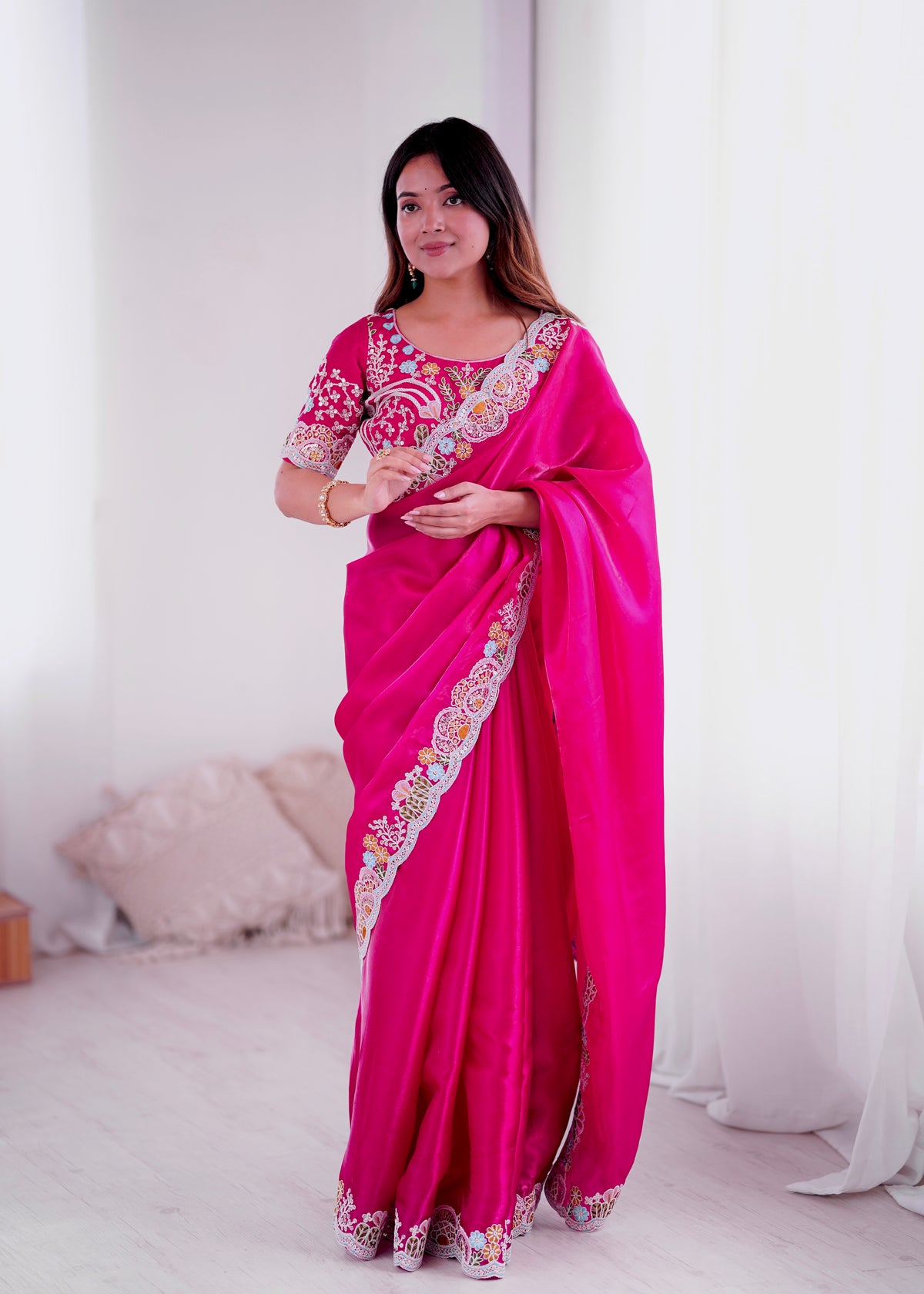 Jimmy Choo Embroidery Sequins Saree