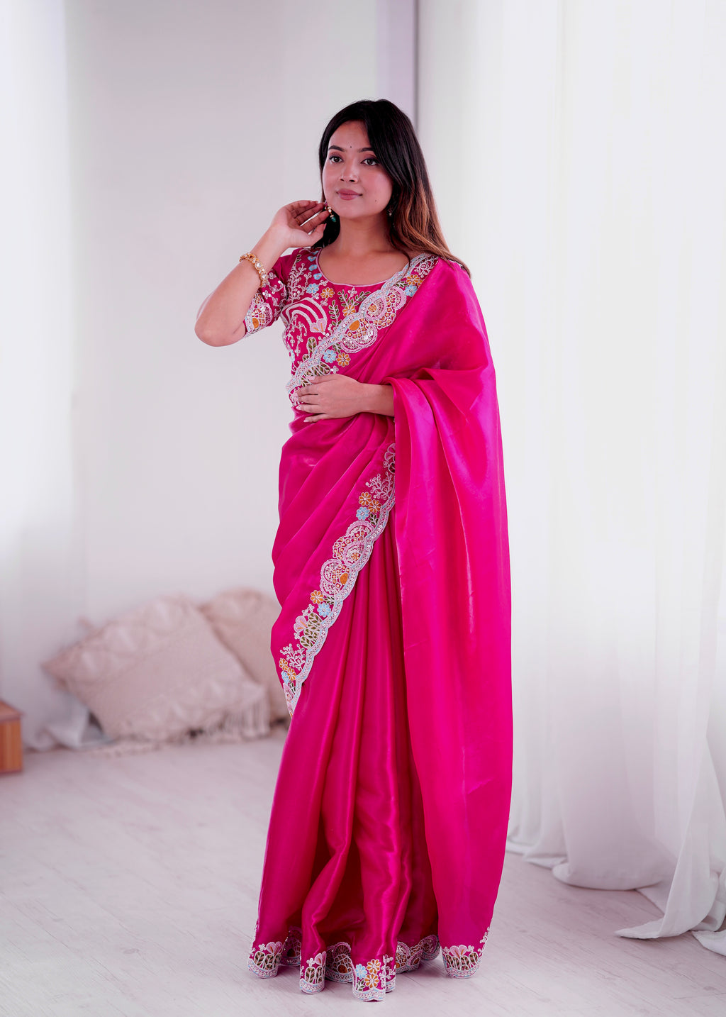 Jimmy Choo Embroidery Sequins Saree