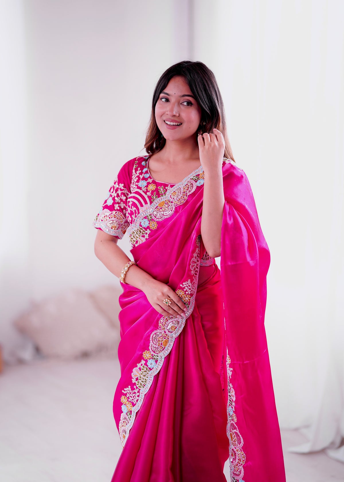 Jimmy Choo Embroidery Sequins Saree