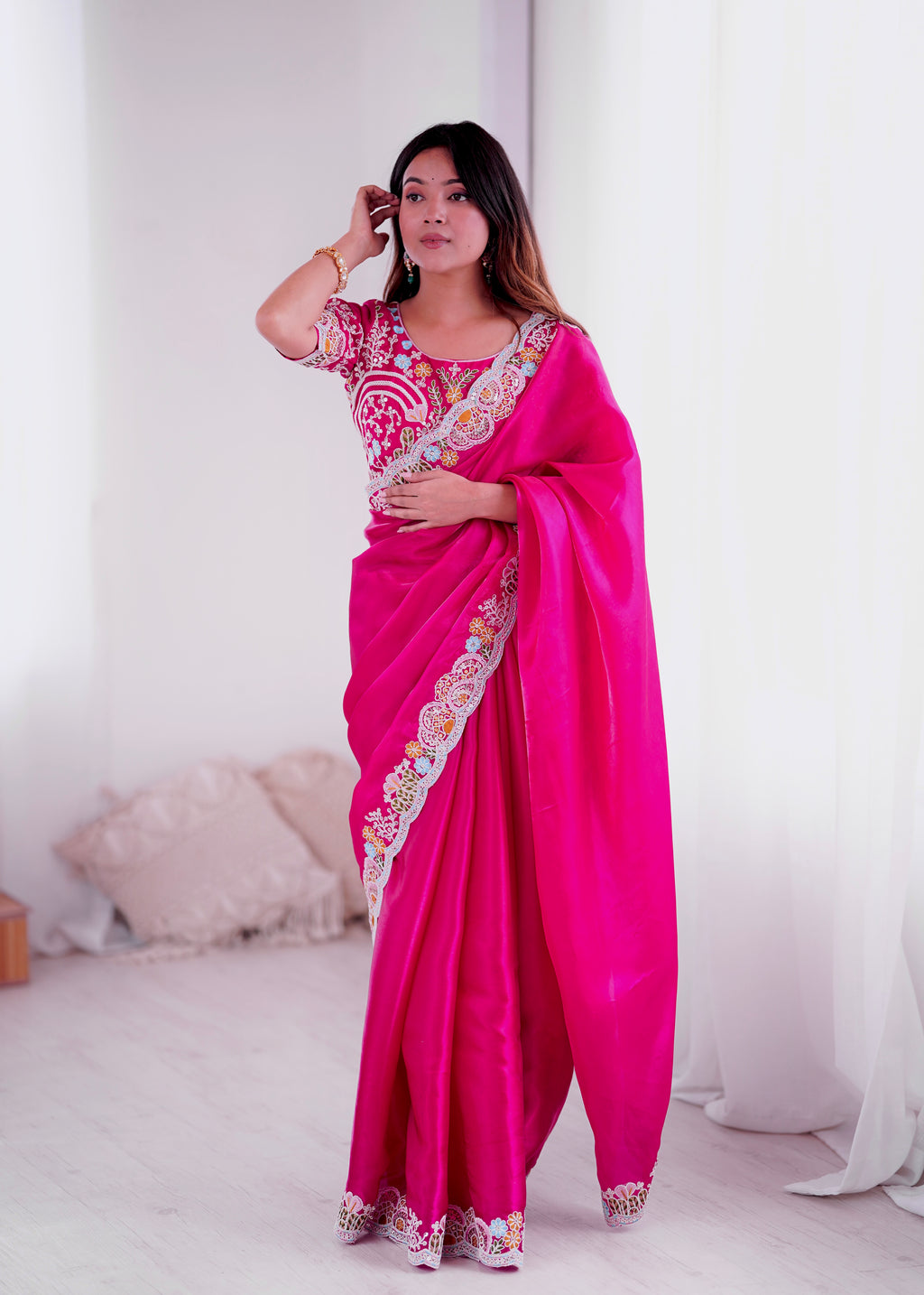 Jimmy Choo Embroidery Sequins Saree