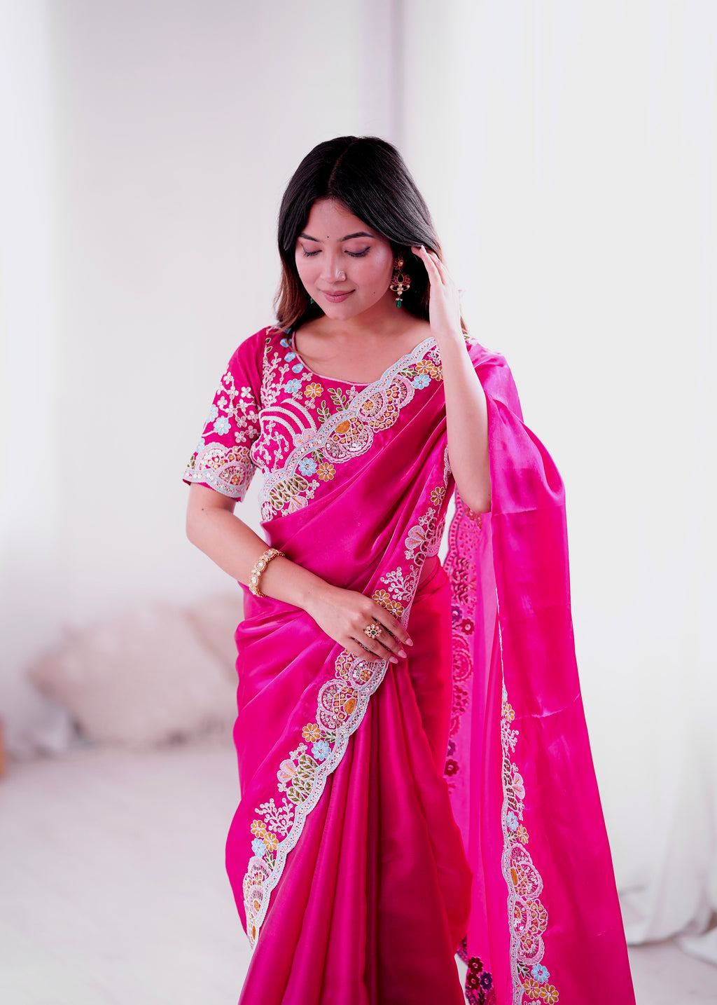 Jimmy Choo Embroidery Sequins Saree