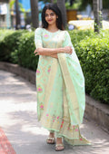 Pista Art Silk Woven Kurta Pant Dupatta Set for Women