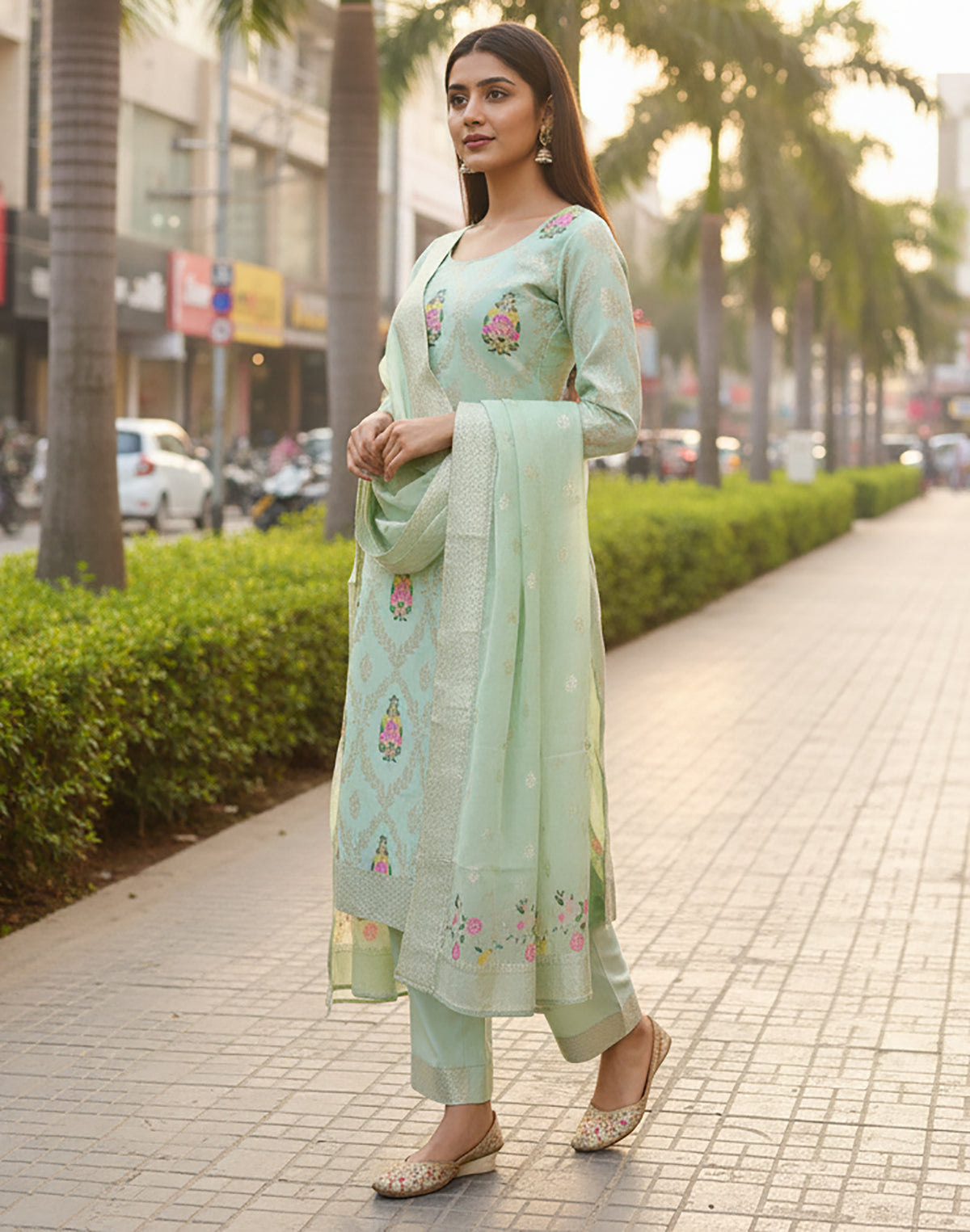 Pista Art Silk Woven Kurta Pant Dupatta Set for Women