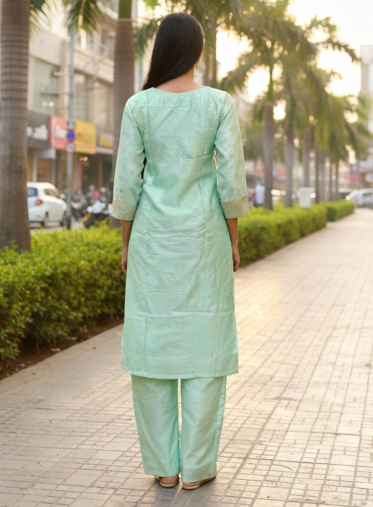 Pista Art Silk Woven Kurta Pant Dupatta Set for Women