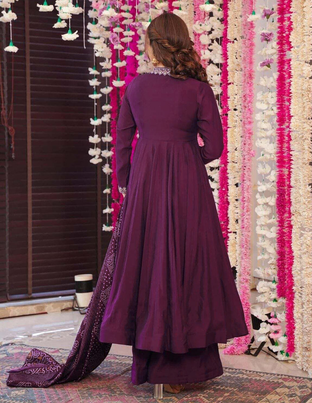 Purple Taara Anarkali Palazzo Dupatta Set for Women