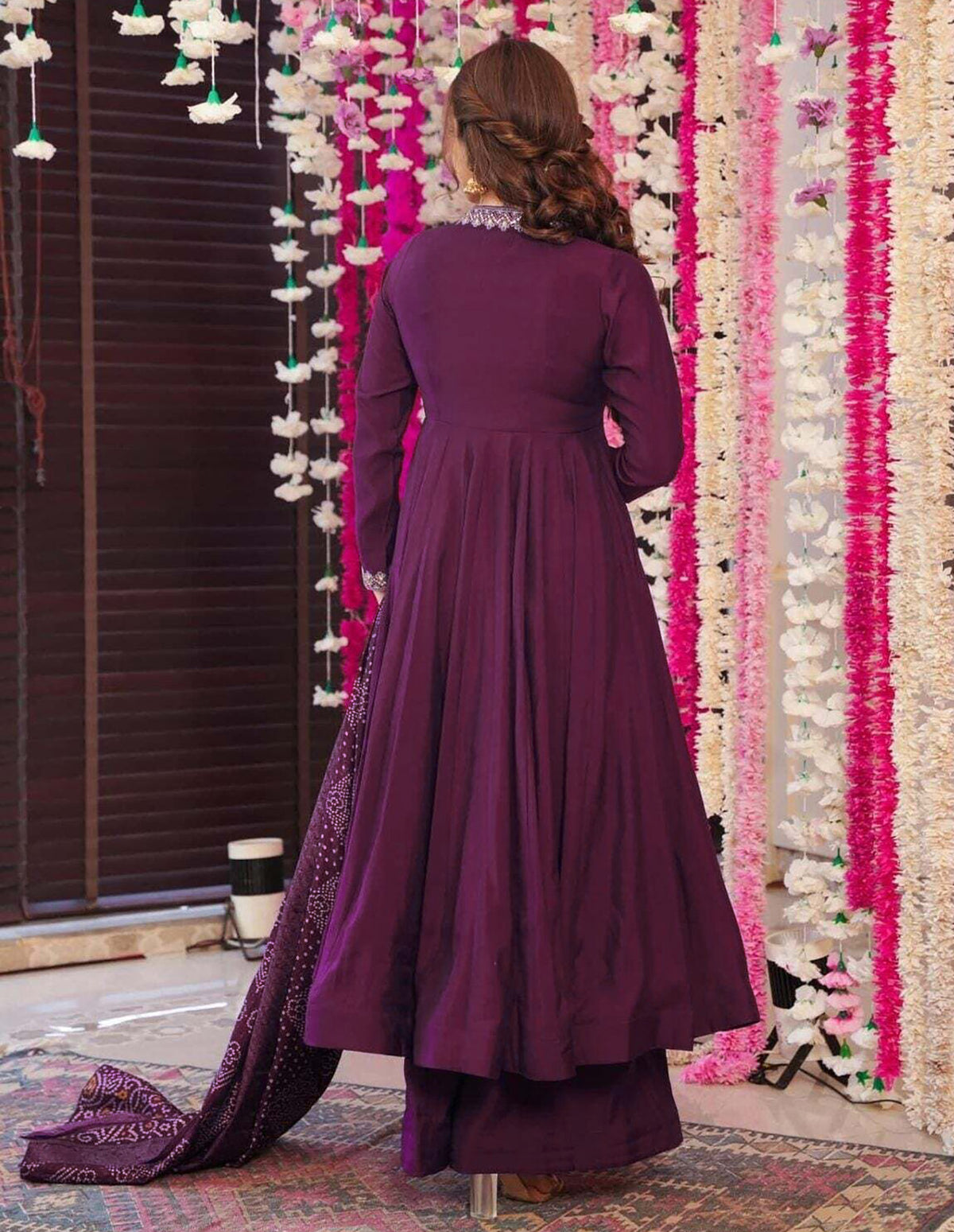 Purple Taara Anarkali Palazzo Dupatta Set for Women