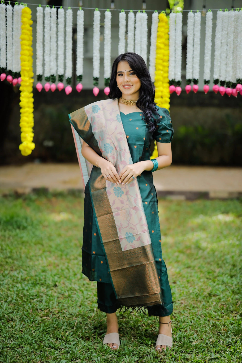 Cerulean Ujjwala Jacquard Kurta Pant Dupatta Set for Women
