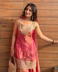 Pink Fendy Silk Sharara Suit with Sequin Embroidery & Dupatta