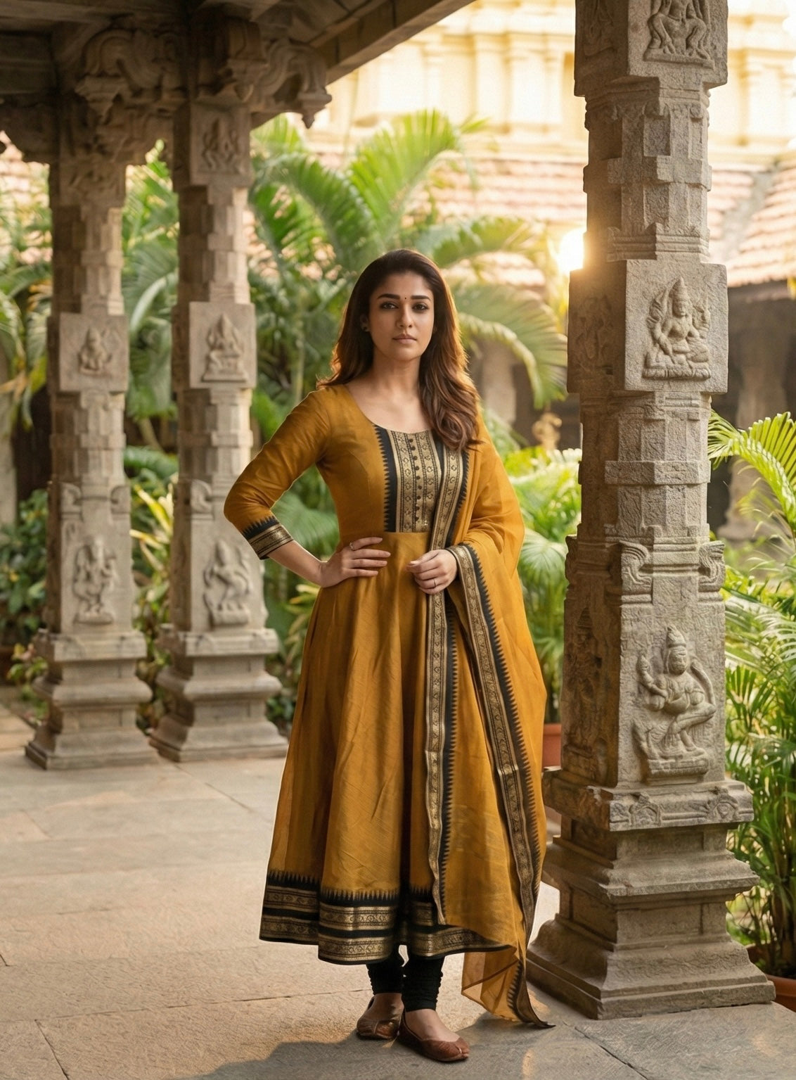 Kanchi Cotton Jacquard Embroidered Gown With Dupatta